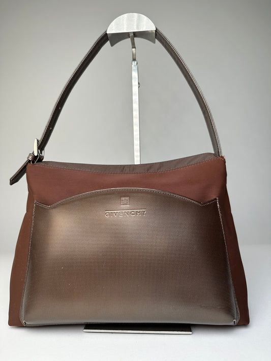 Vintage Givenchy Coated Canvas Shoulder Bag Brown