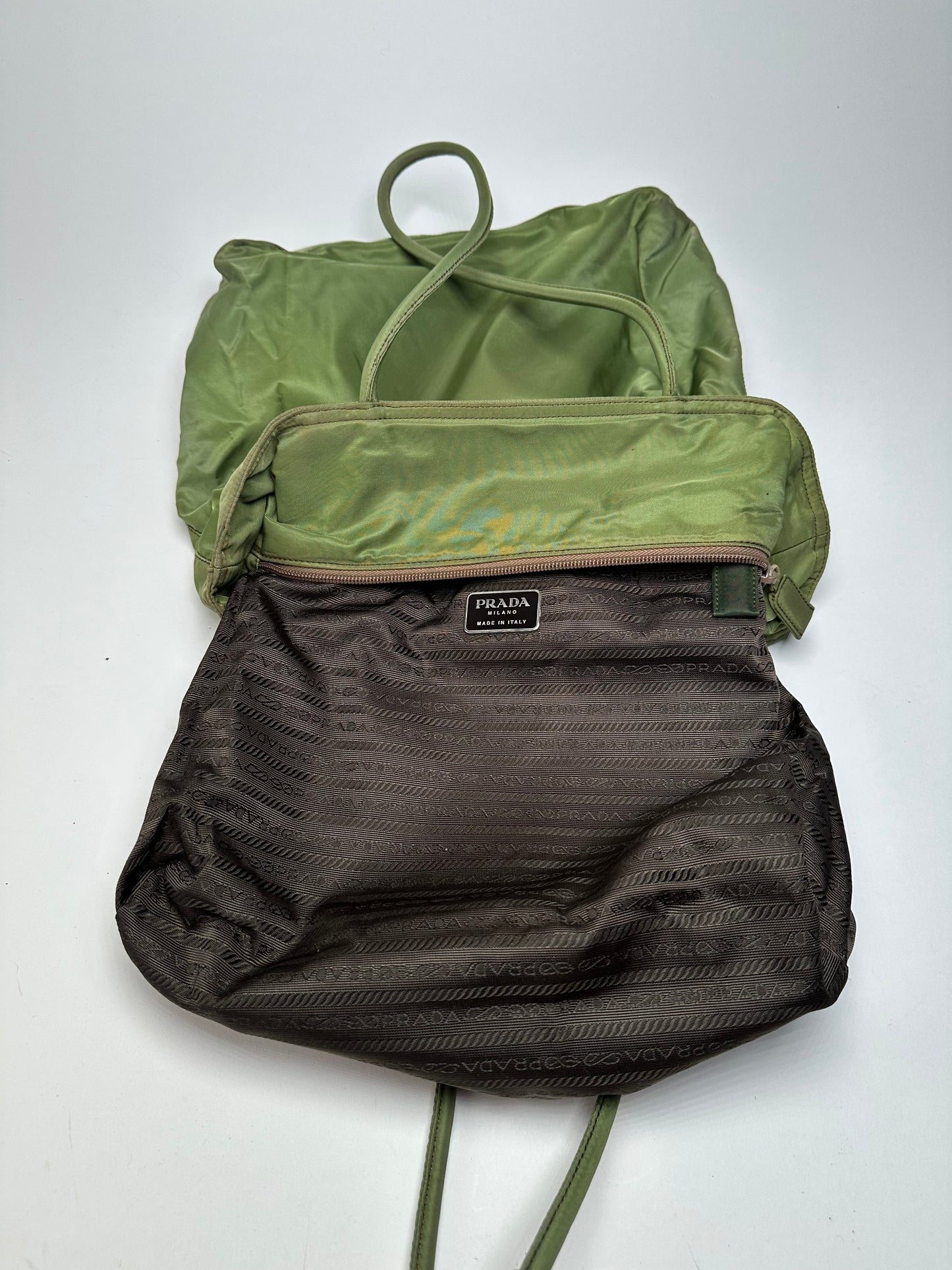 Vintage Prada Triangle Polyester Bag Green