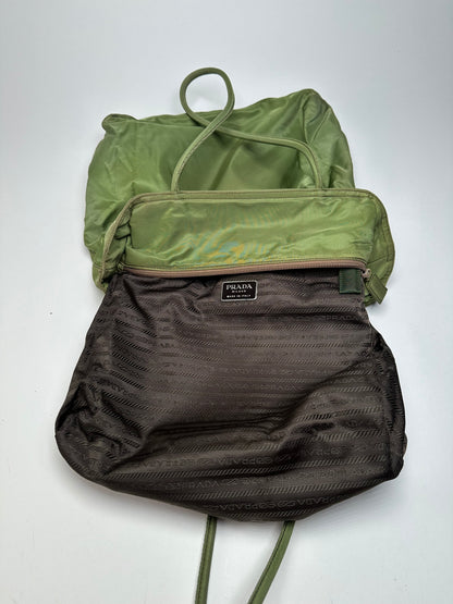 Vintage Prada Triangle Polyester Bag Green