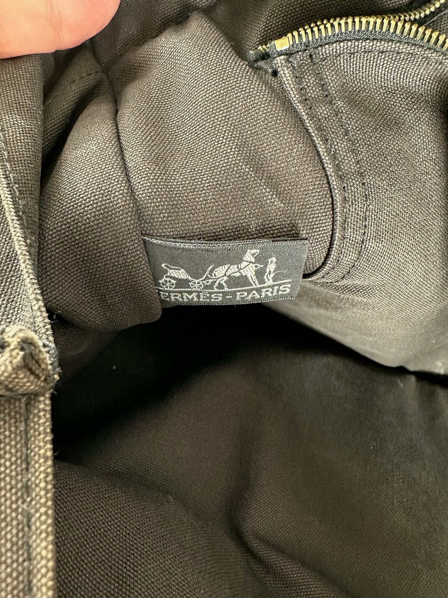 Vintage Hermes Canvas Weekender Duffel Bag Black