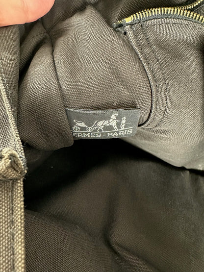 Vintage Hermes Canvas Weekender Duffel Bag Black