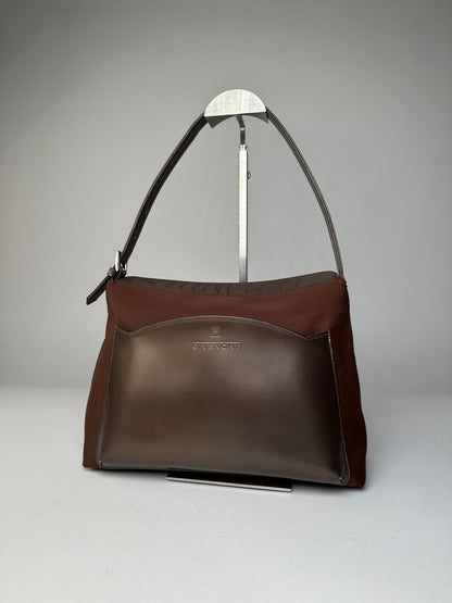 Vintage Givenchy Coated Canvas Shoulder Bag Brown