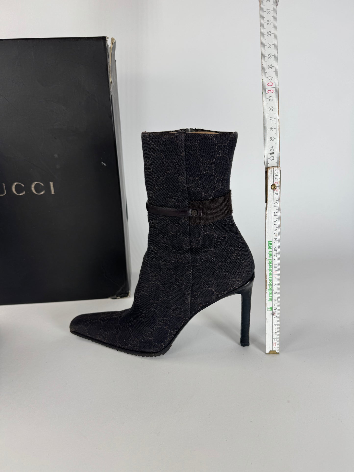Vintage Gucci Monogram Heeled Boots 6C