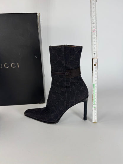 Vintage Gucci Monogram Heeled Boots 6C