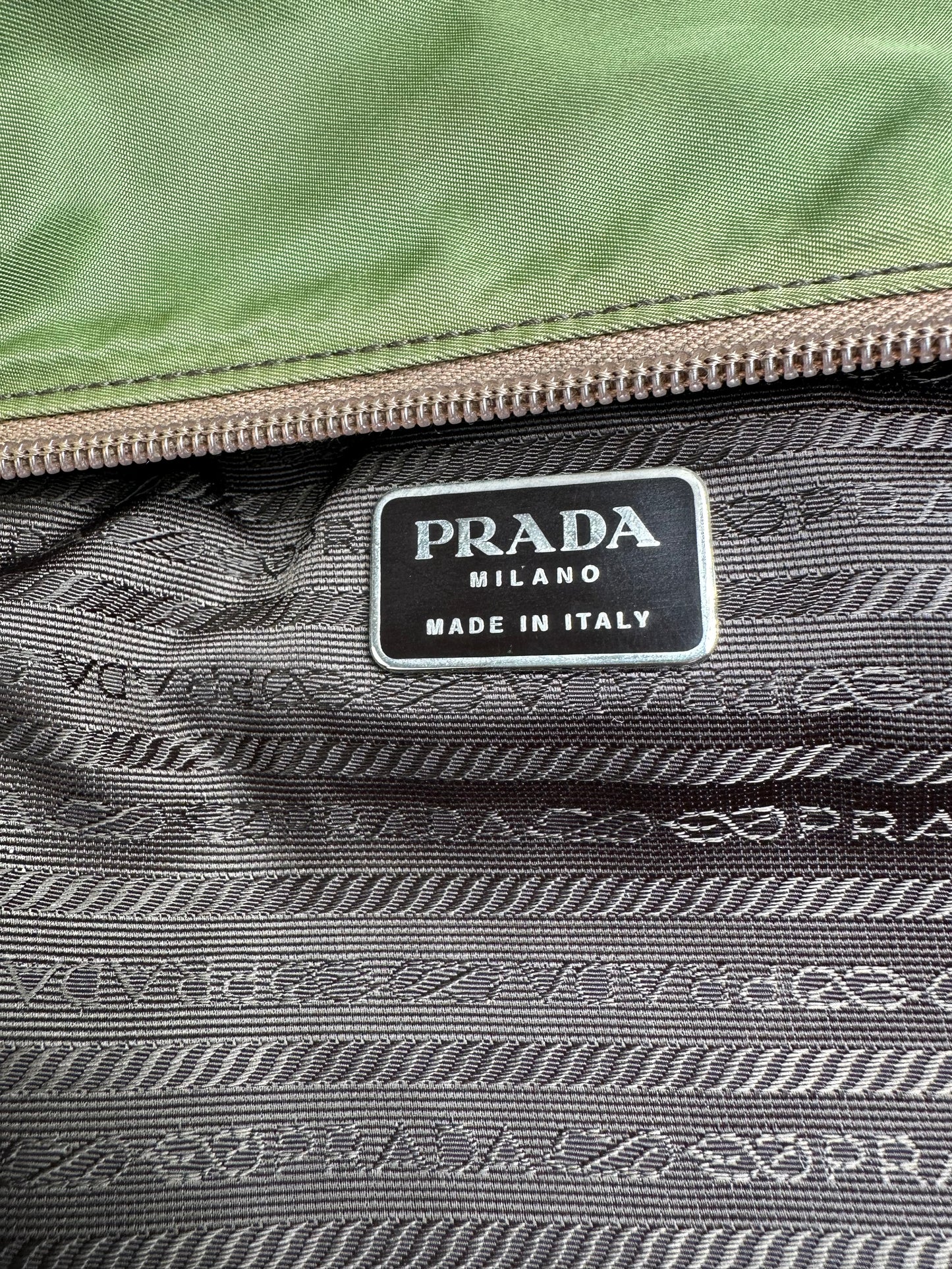 Vintage Prada Triangle Polyester Bag Green