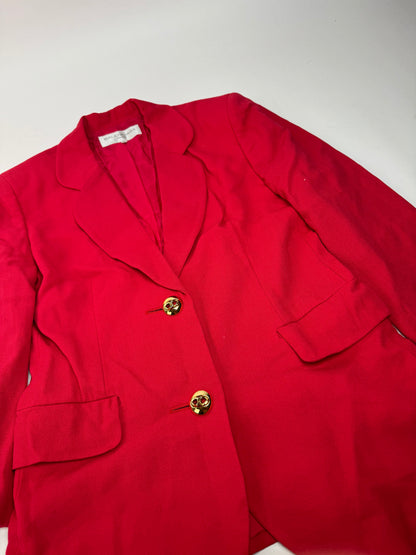 Vintage Balenciaga Silk Blazer / Trench Red L