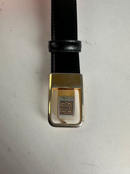 Vintage Givenchy Snake Emblossed Leather Belt Black