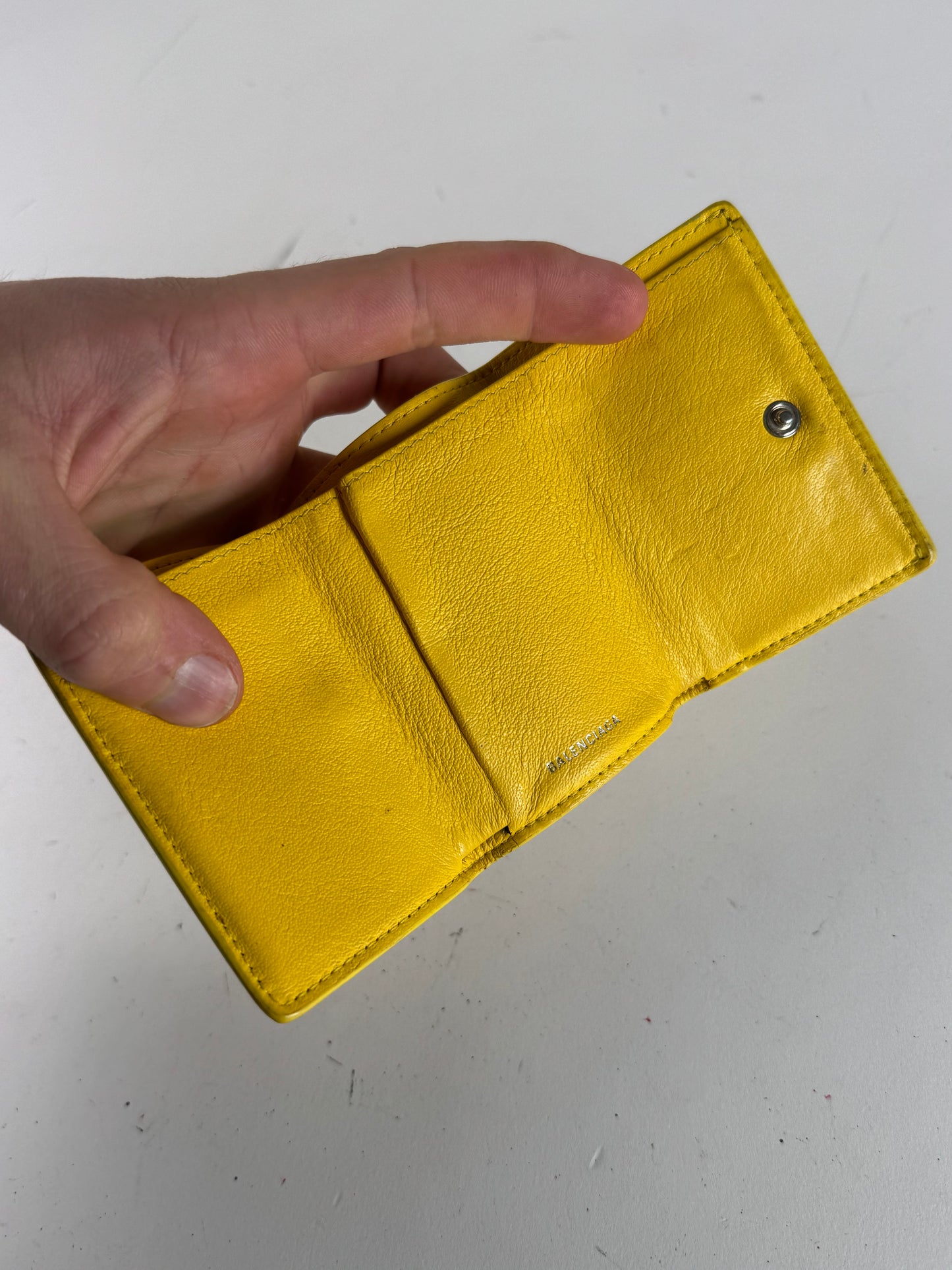 Vintage Balenciaga Postal Leather Card Holder yellow