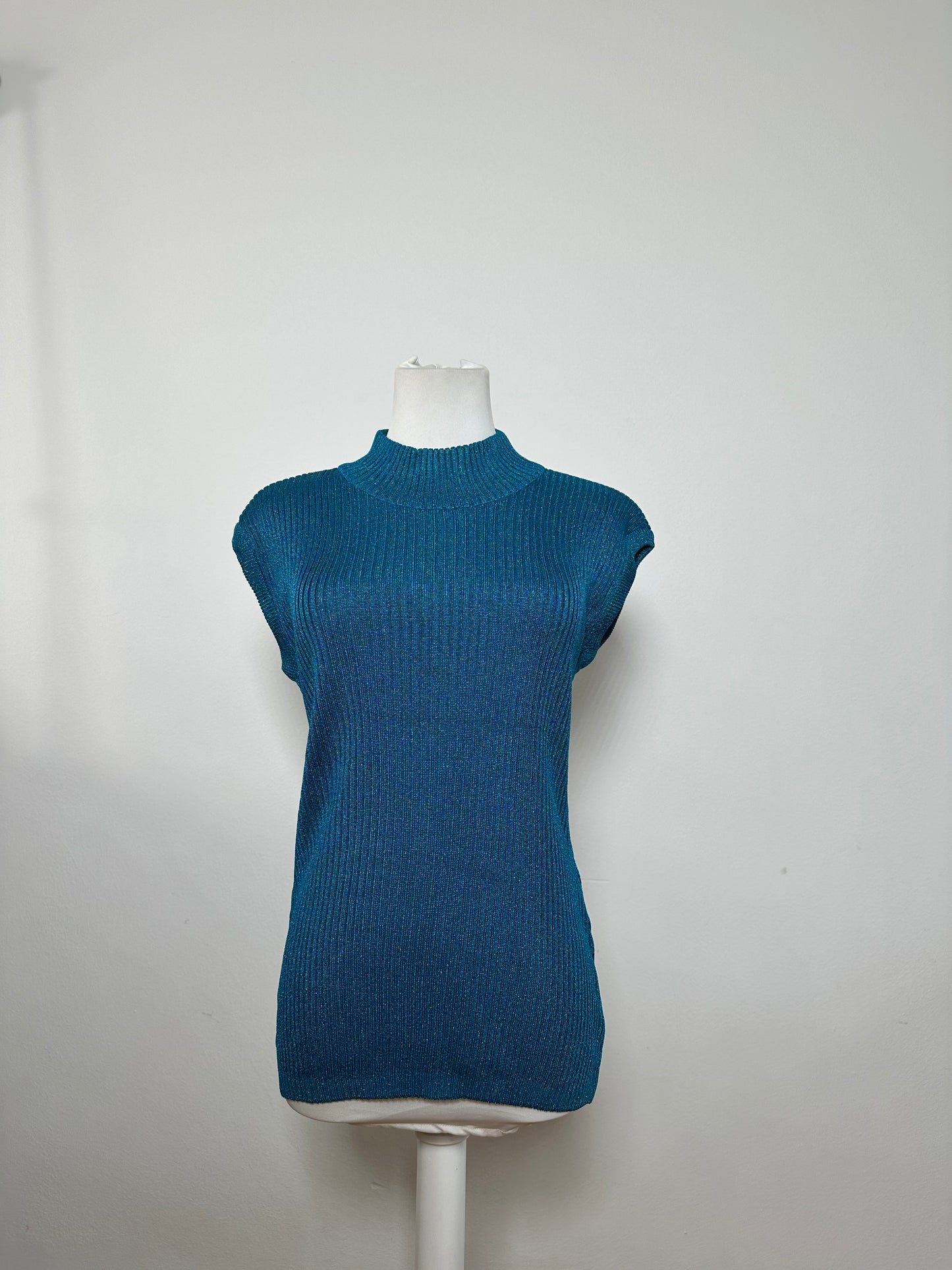 Vintage Turtleneck Dior Wool Top Blue Green L