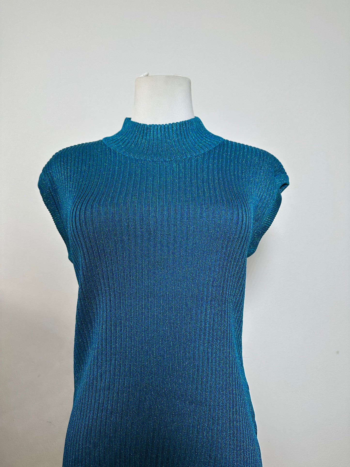 Vintage Turtleneck Dior Wool Top Blue Green L