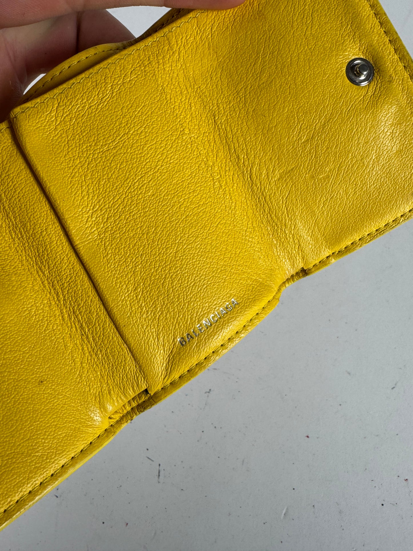 Vintage Balenciaga Postal Leather Card Holder yellow