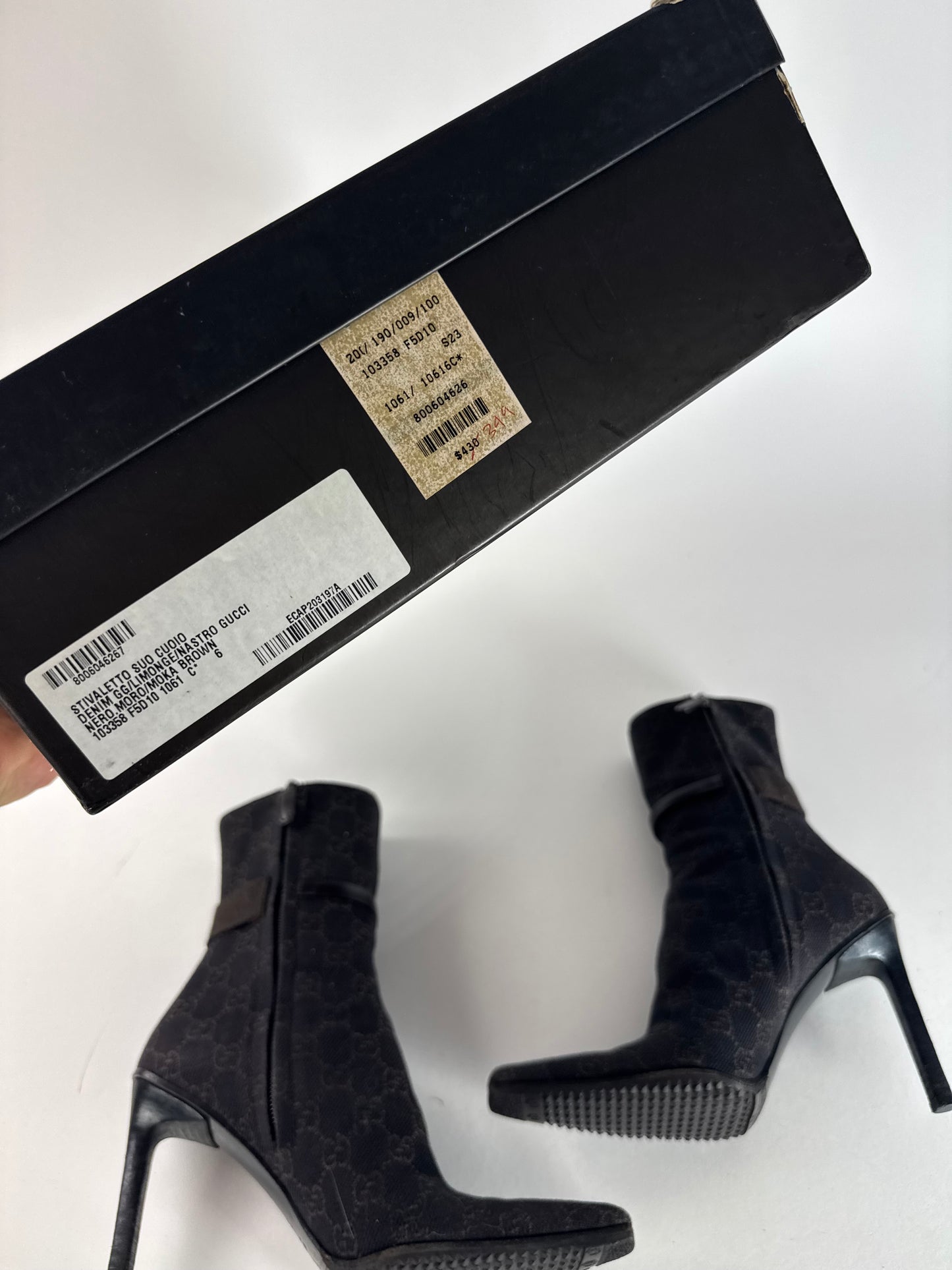 Vintage Gucci Monogram Heeled Boots 6C