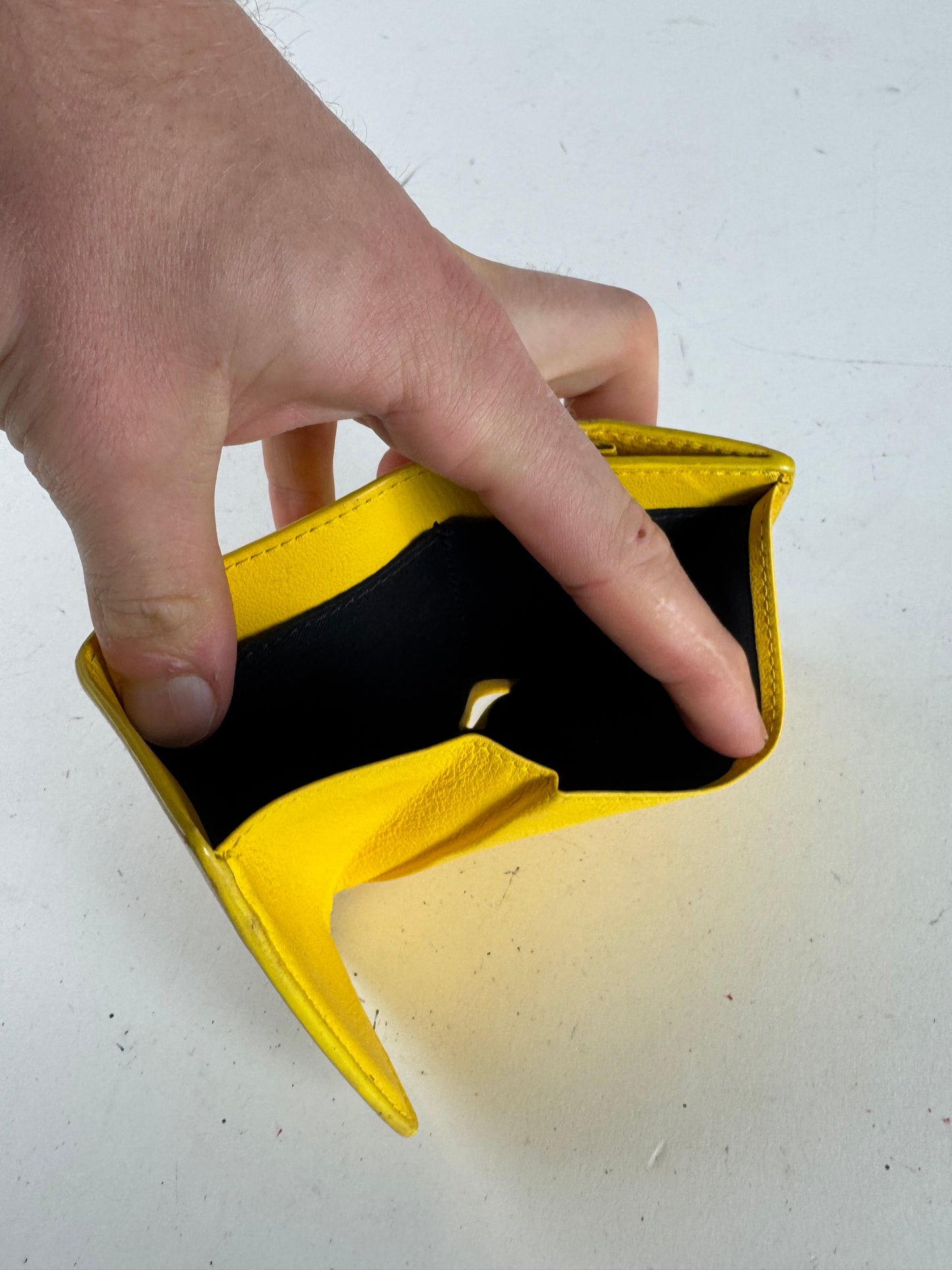 Vintage Balenciaga Postal Leather Card Holder yellow