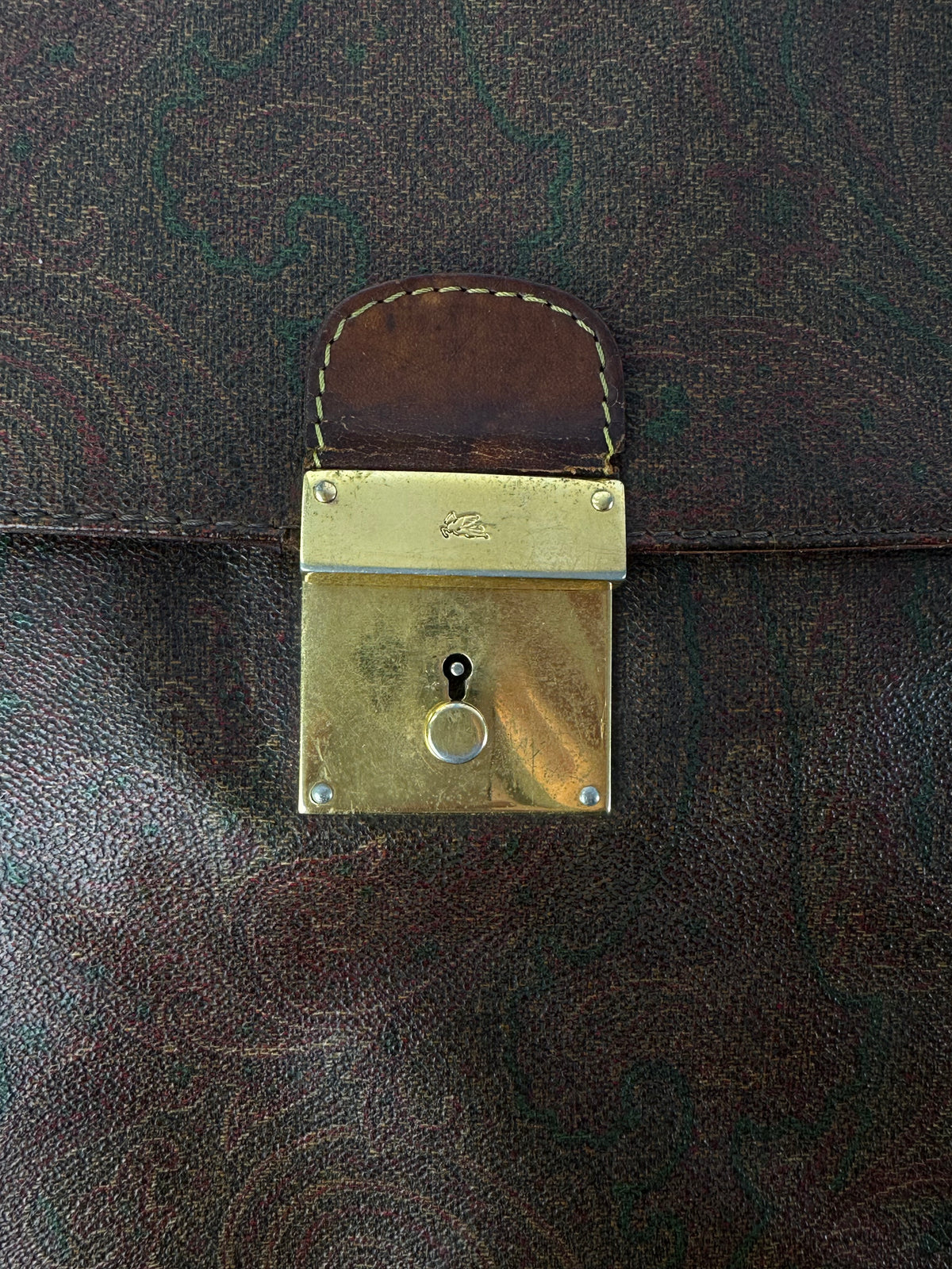 Vintage Etro Paisley Coated Canvas Briefcase Late 1980s Dark Brown