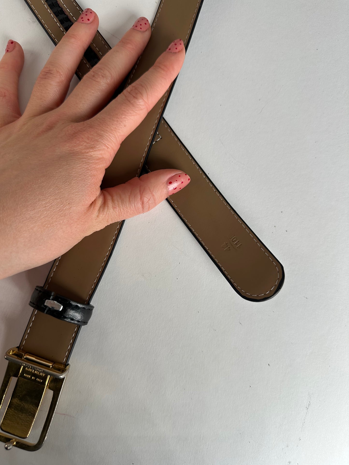 Vintage Givenchy Snake Emblossed Leather Belt Black