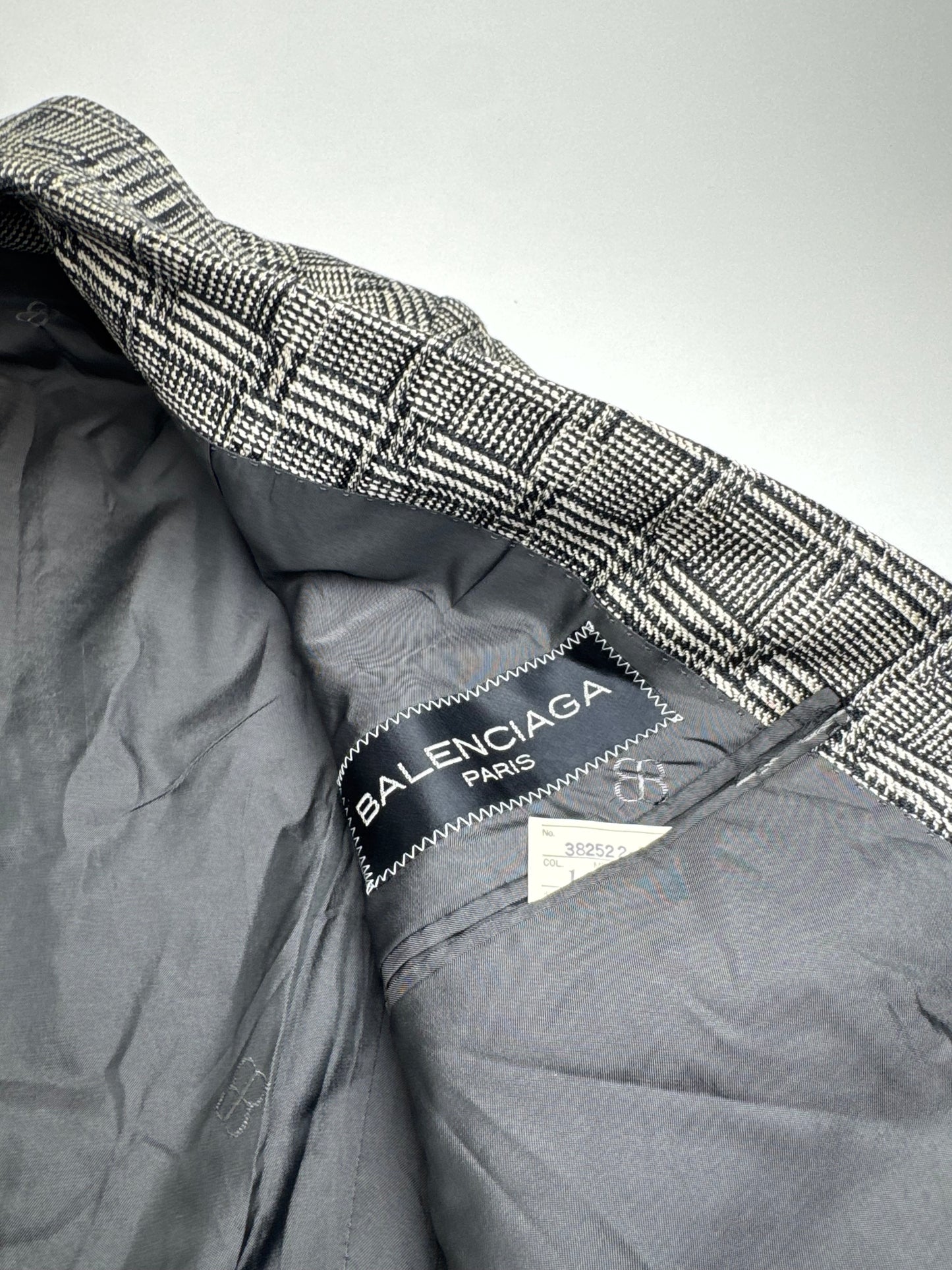 Vintage Balenciaga Checked Wool Blazer Grey White