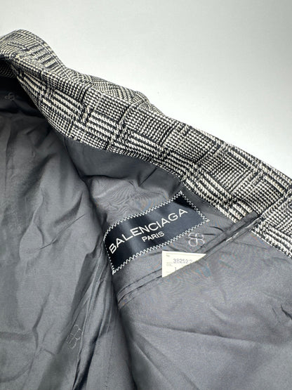 Vintage Balenciaga Checked Wool Blazer Grey White