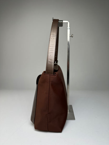 Vintage Givenchy Coated Canvas Shoulder Bag Brown