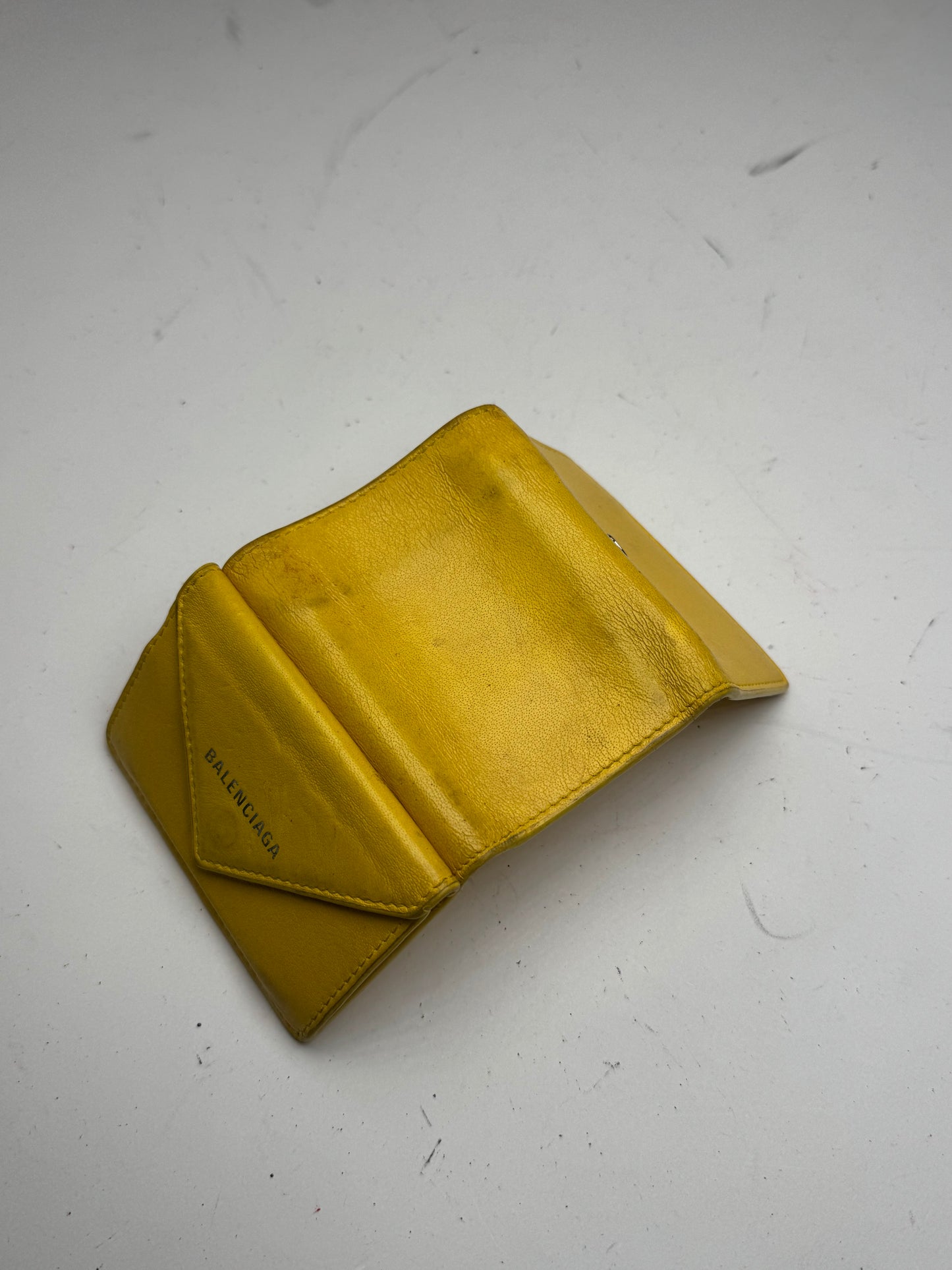 Vintage Balenciaga Postal Leather Card Holder yellow