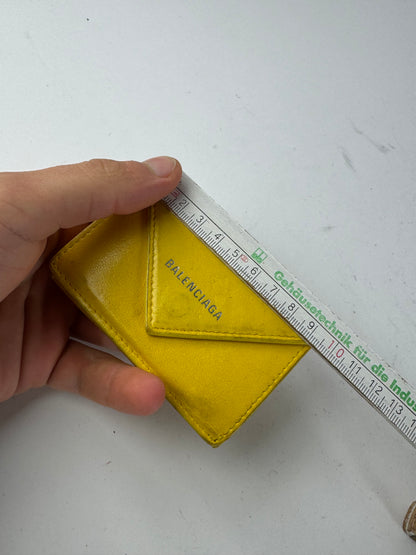 Vintage Balenciaga Postal Leather Card Holder yellow