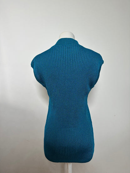 Vintage Turtleneck Dior Wool Top Blue Green L