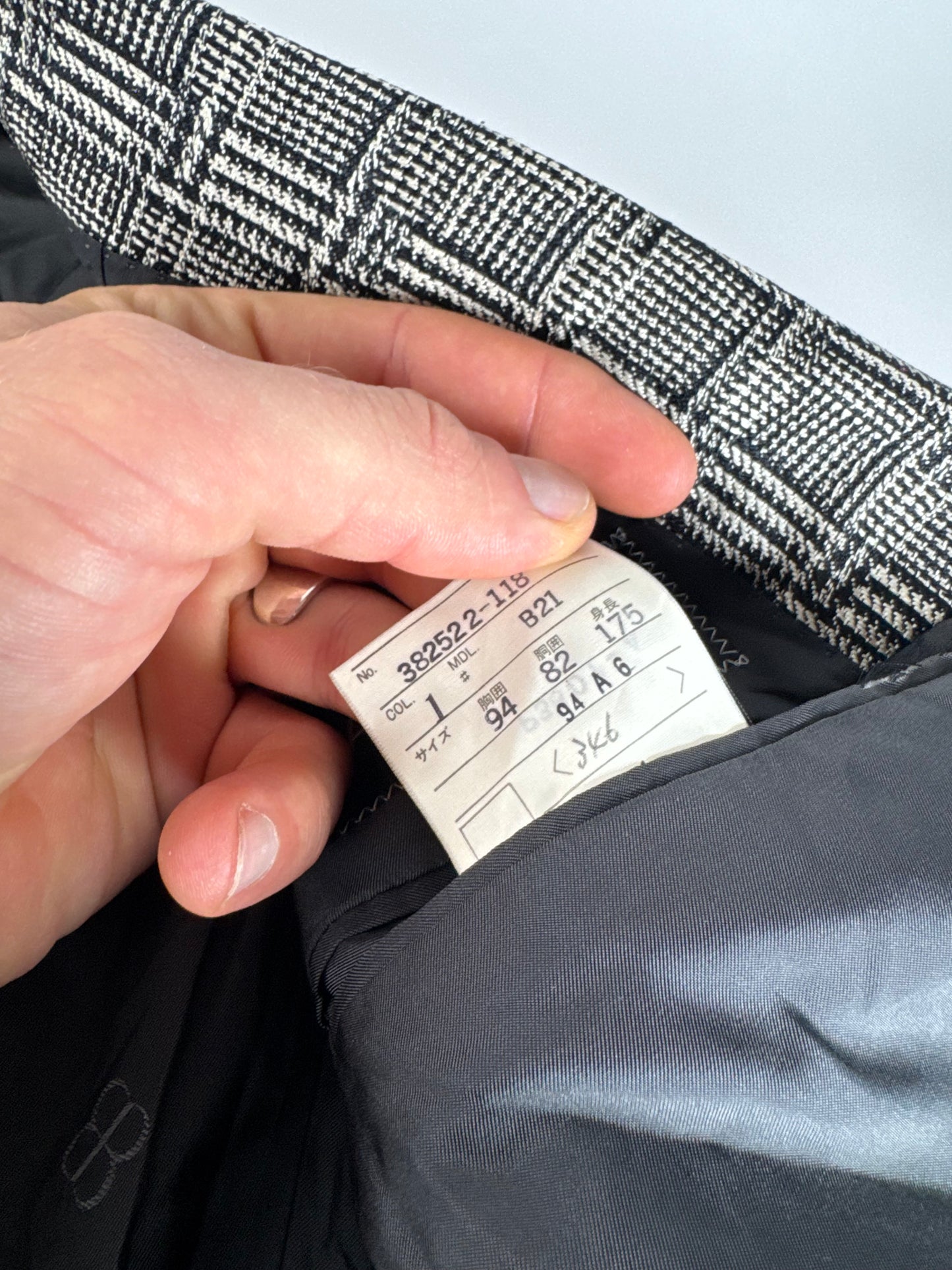 Vintage Balenciaga Checked Wool Blazer Grey White