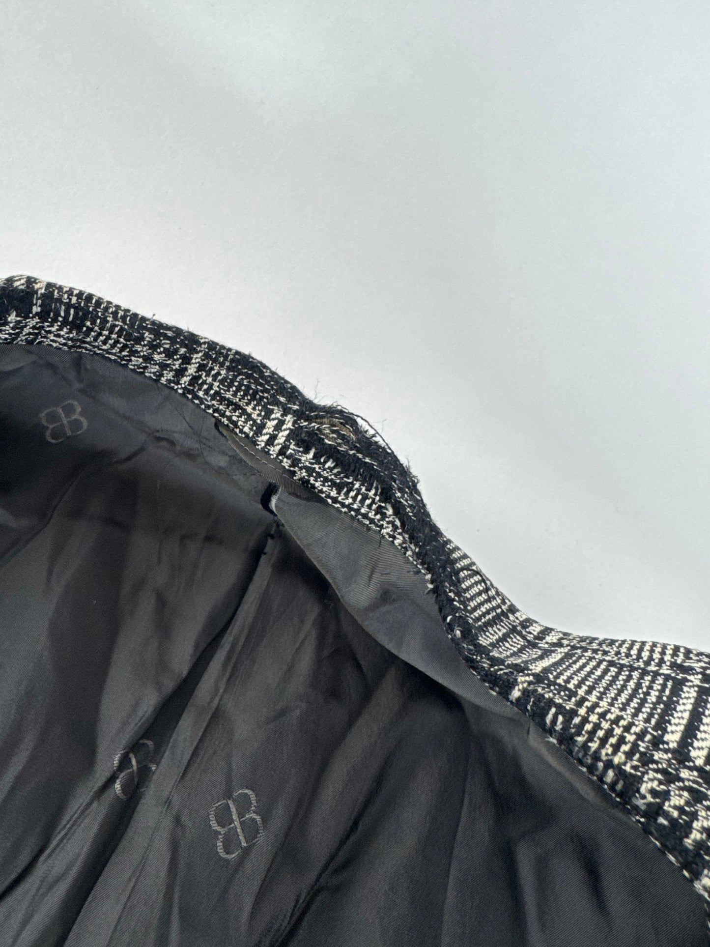 Vintage Balenciaga Checked Wool Blazer Grey White