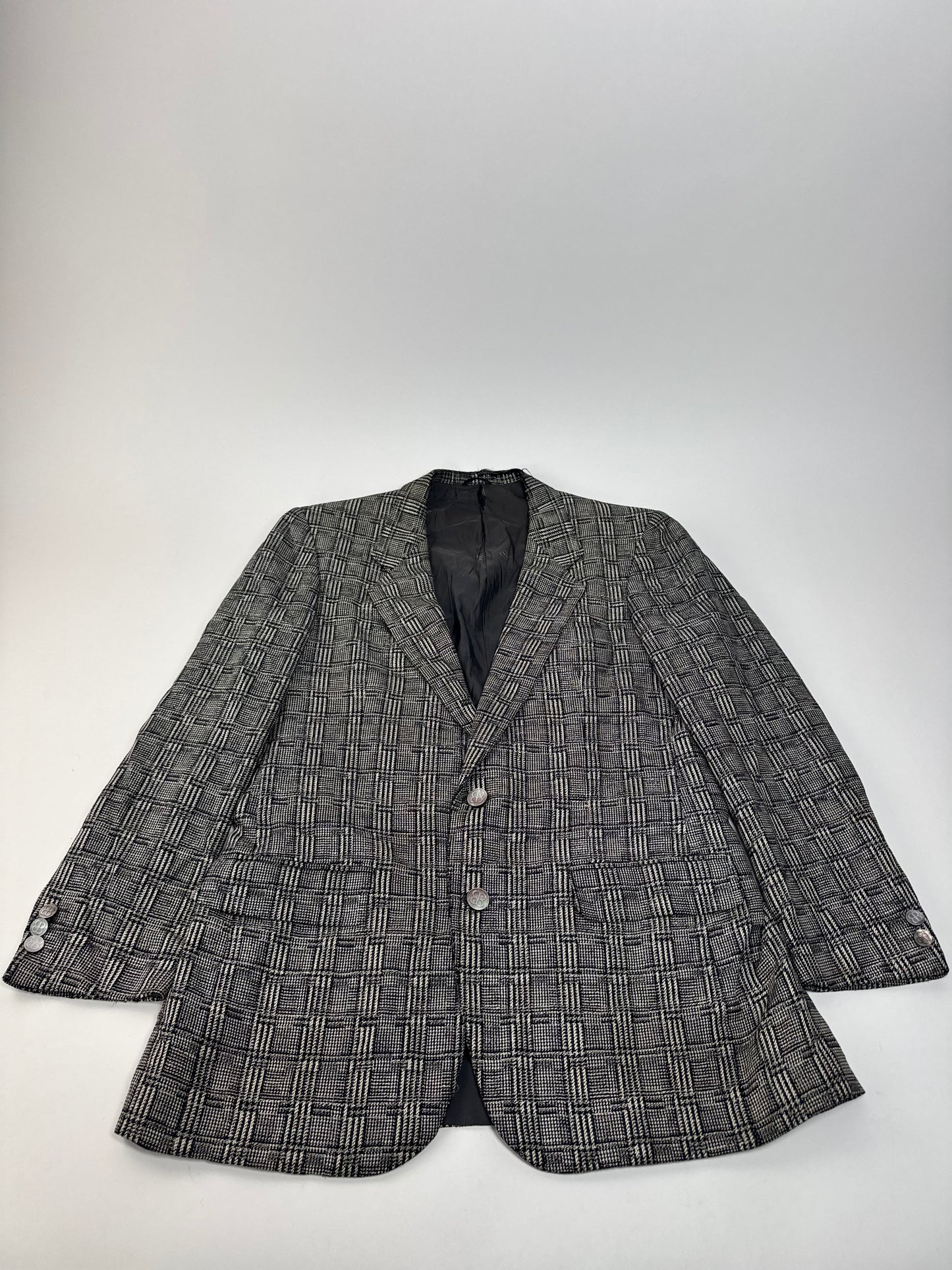 Vintage Balenciaga Checked Wool Blazer Grey White