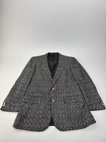 Vintage Balenciaga Checked Wool Blazer Grey White