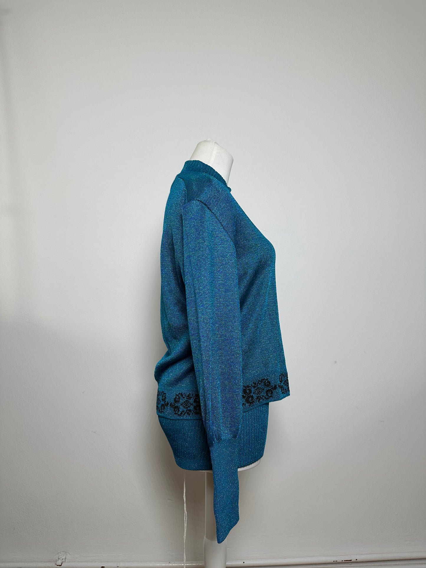 Vintage Dior Wool Cardigan Blue Green L