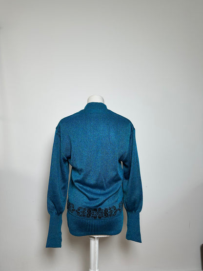 Vintage Dior Wool Cardigan Blue Green L