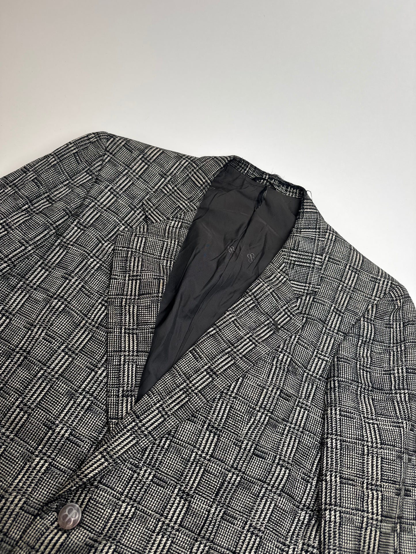 Vintage Balenciaga Checked Wool Blazer Grey White