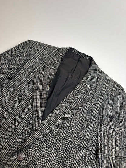 Vintage Balenciaga Checked Wool Blazer Grey White