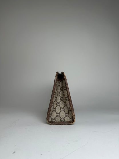 Vintage Gucci Leather Clutch Grey Brown