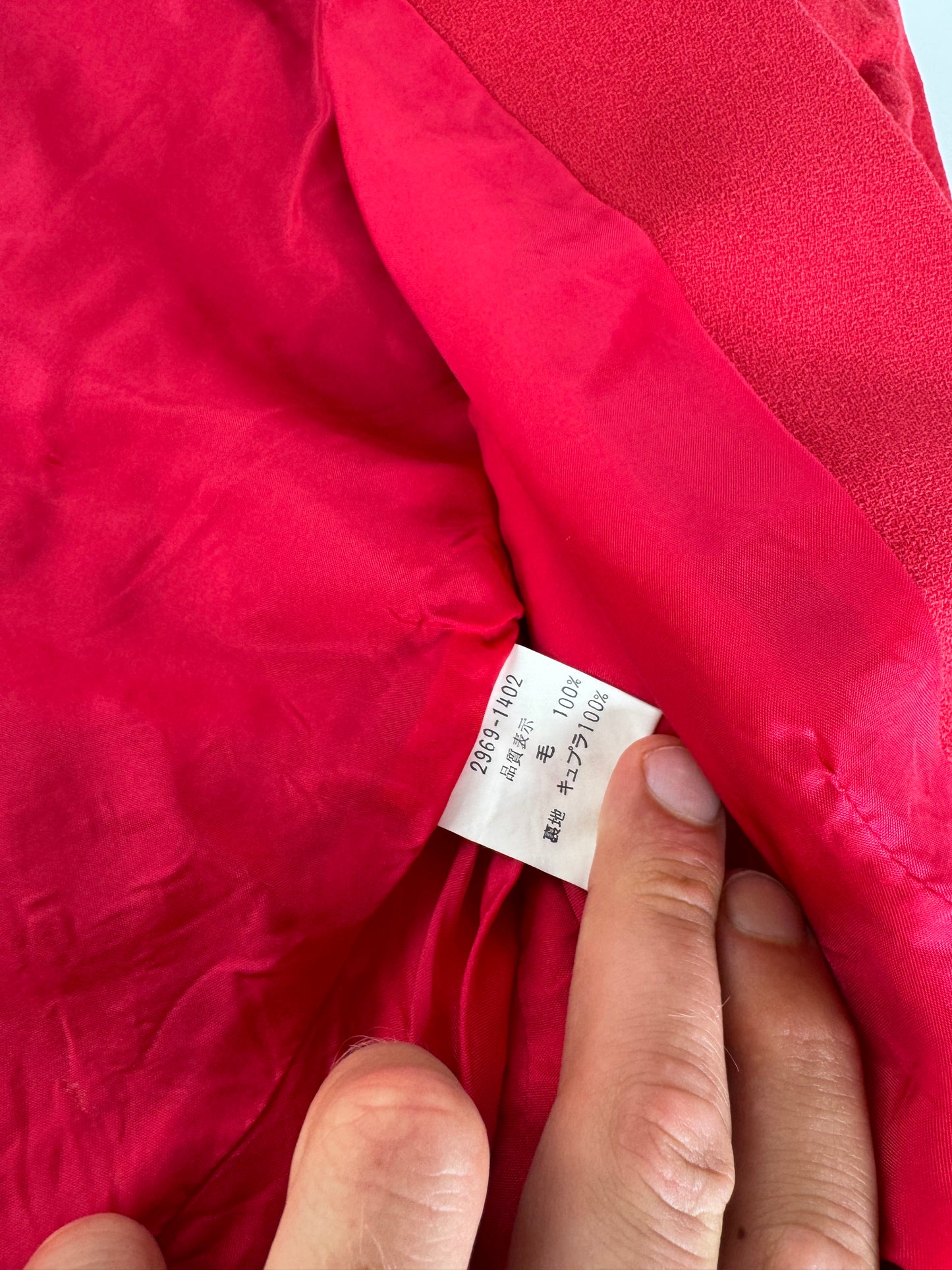 Vintage Balenciaga Silk Blazer / Trench Red L