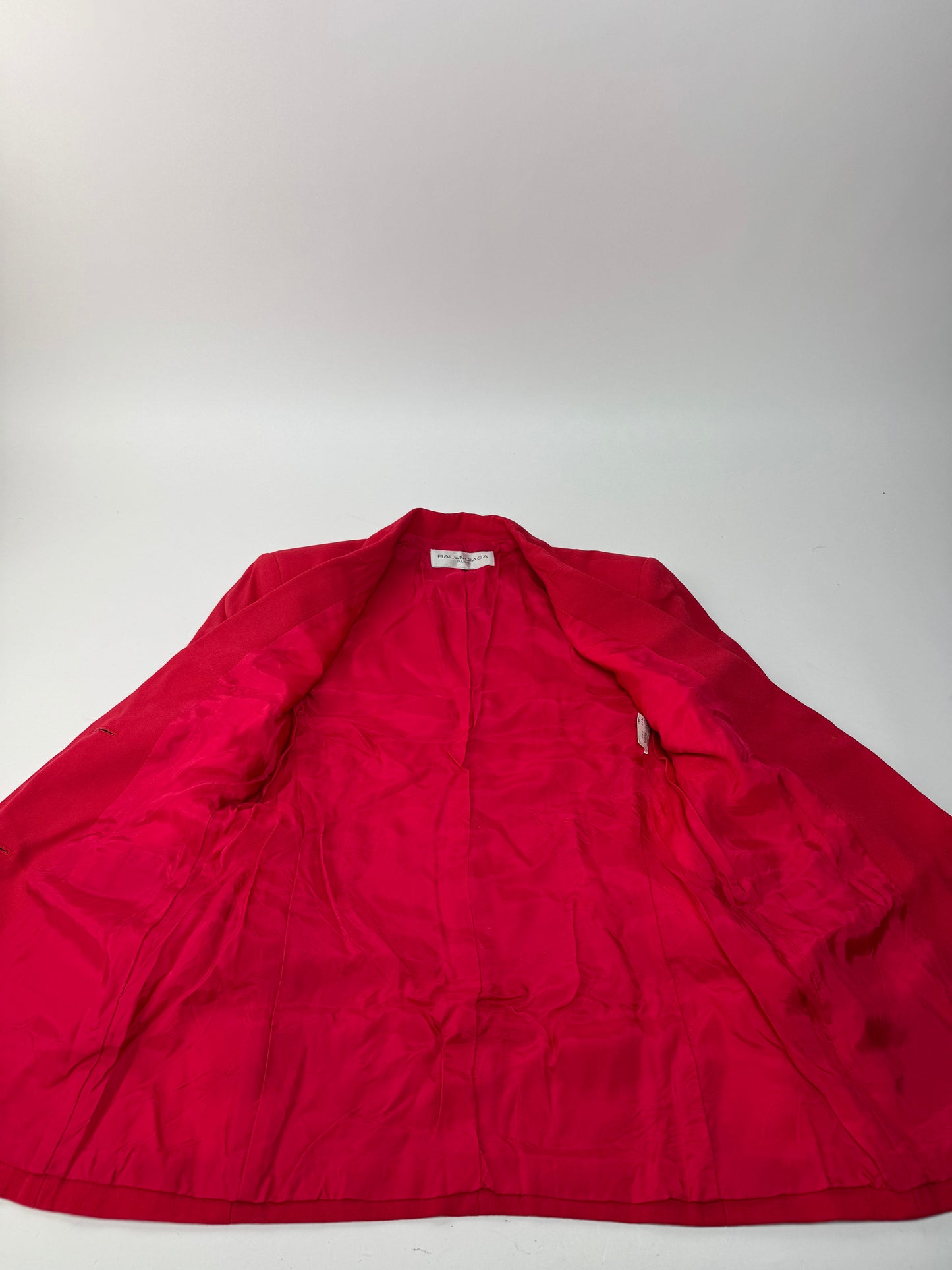 Vintage Balenciaga Silk Blazer / Trench Red L