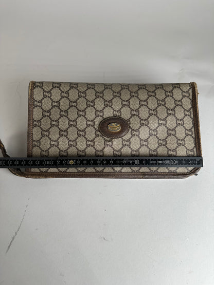 Vintage Gucci Leather Clutch Grey Brown