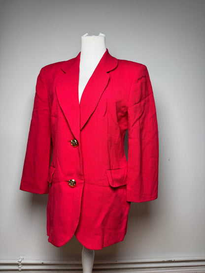 Vintage Balenciaga Silk Blazer / Trench Red L