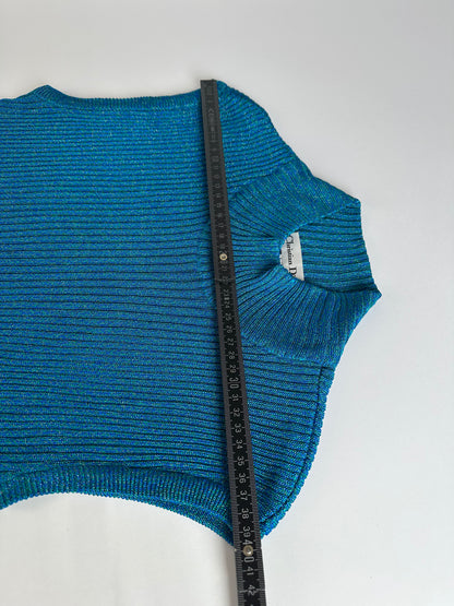 Vintage Turtleneck Dior Wool Top Blue Green L
