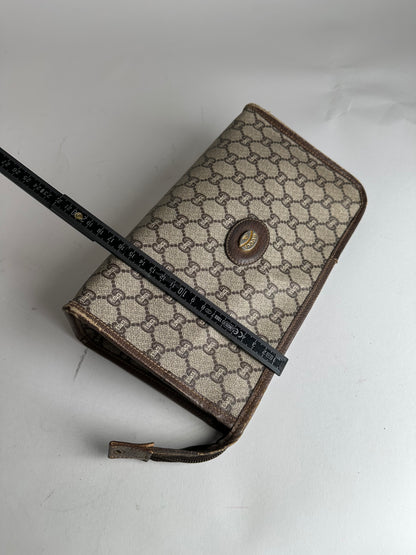 Vintage Gucci Leather Clutch Grey Brown
