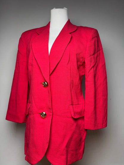 Vintage Balenciaga Silk Blazer / Trench Red L