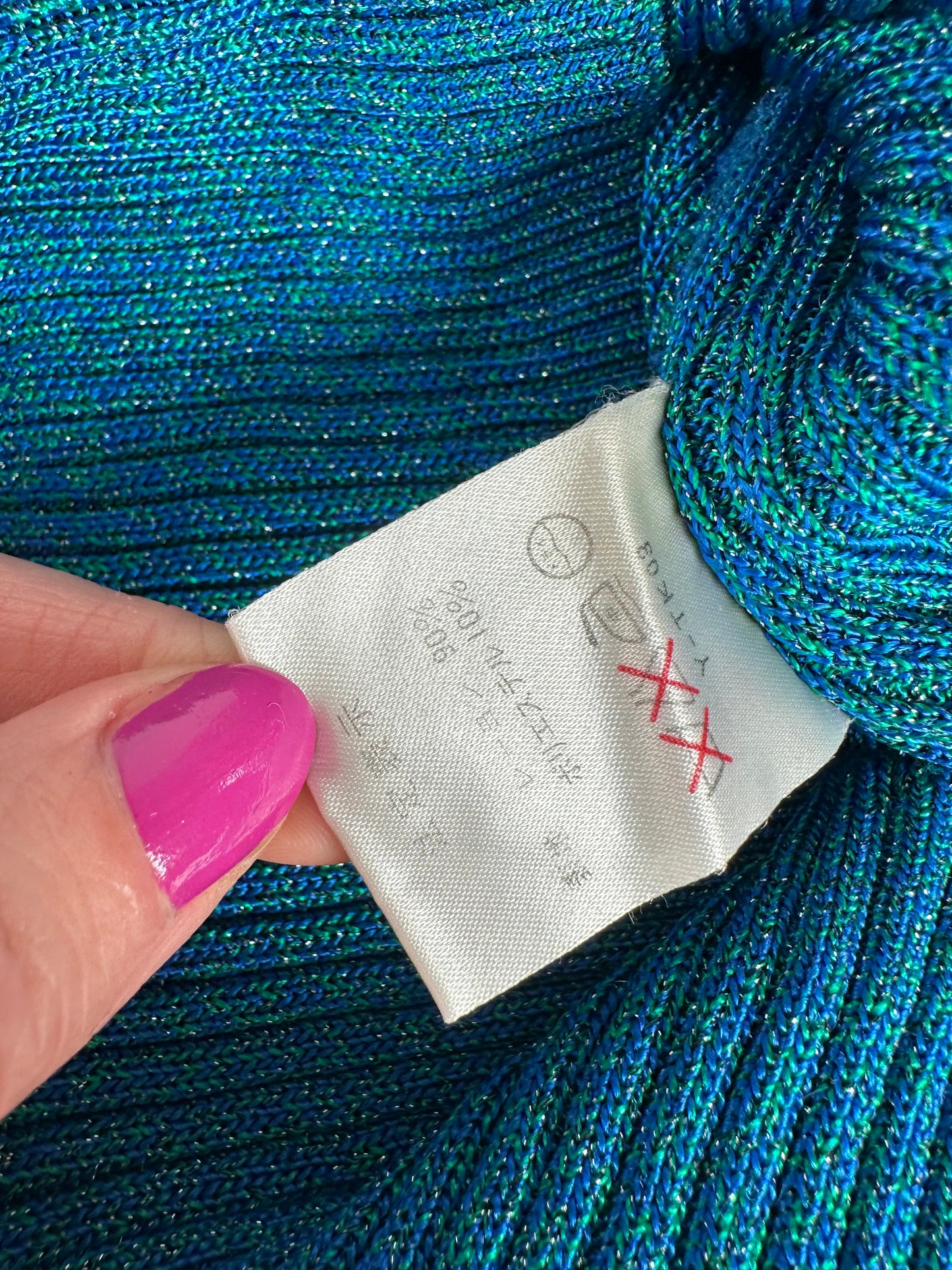 Vintage Turtleneck Dior Wool Top Blue Green L