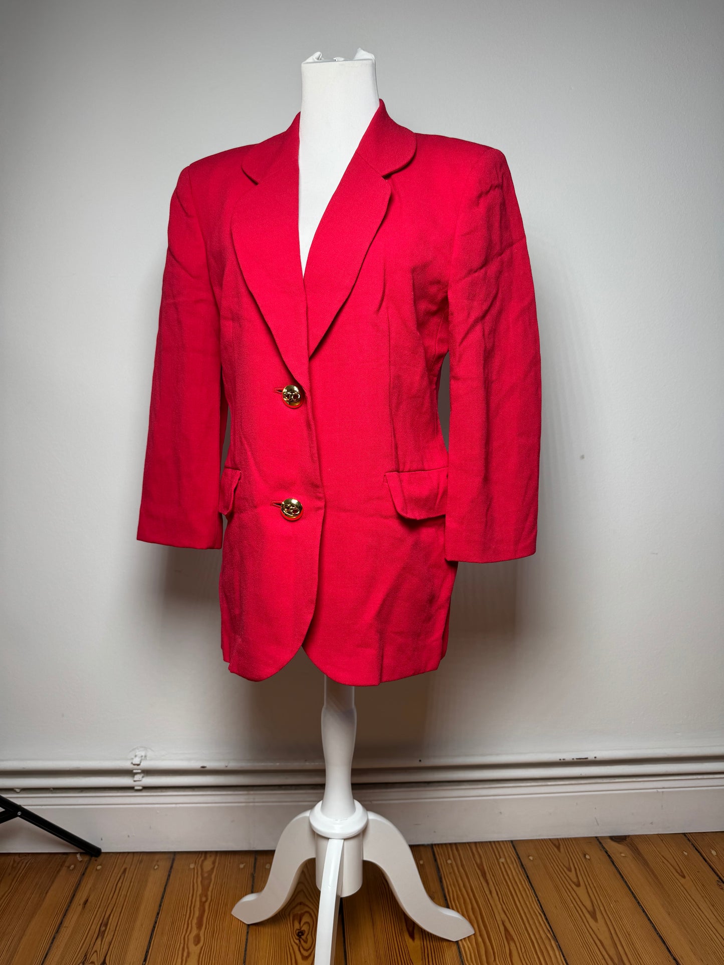 Vintage Balenciaga Silk Blazer / Trench Red L