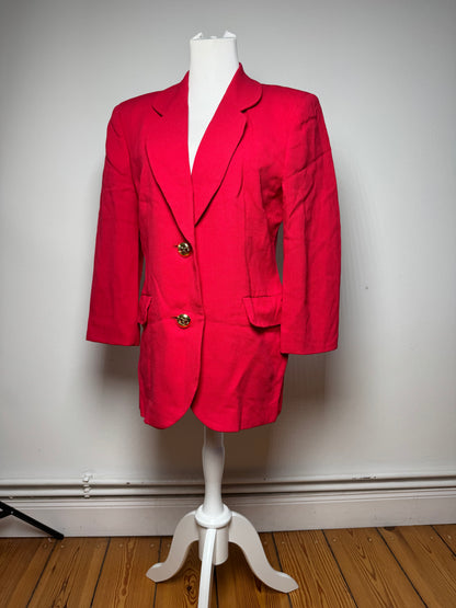Vintage Balenciaga Silk Blazer / Trench Red L
