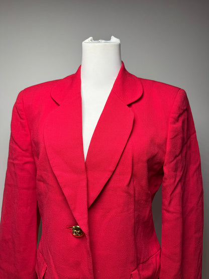 Vintage Balenciaga Silk Blazer / Trench Red L