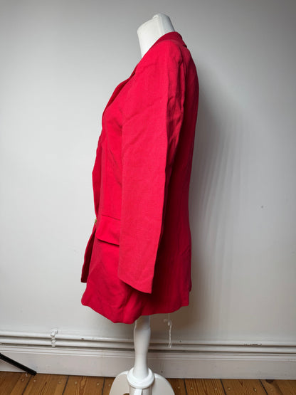 Vintage Balenciaga Silk Blazer / Trench Red L