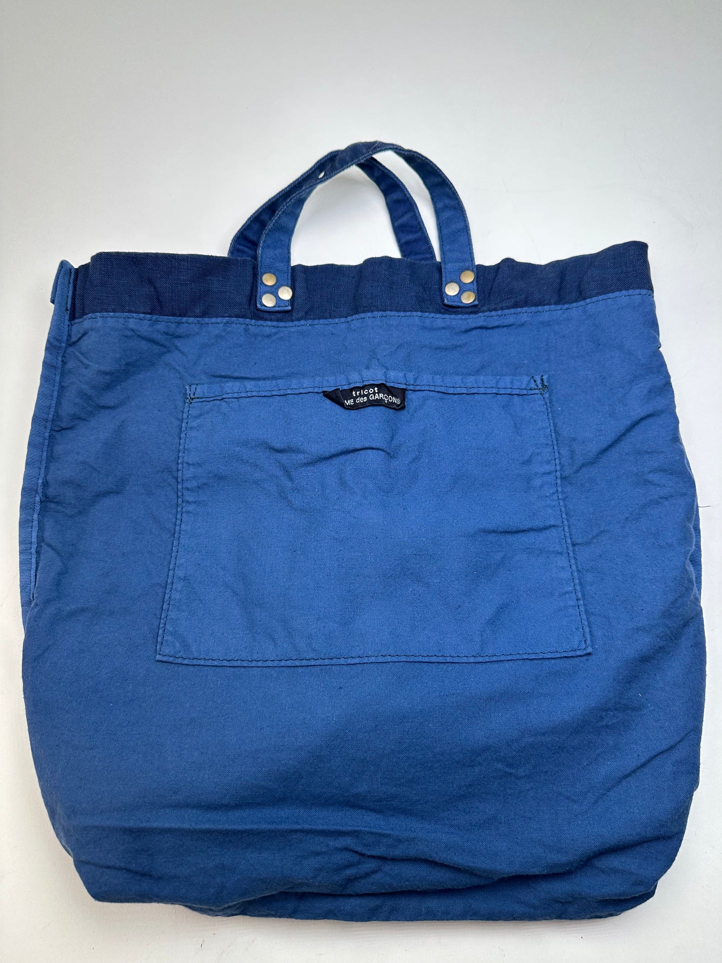 Vintage Comme des Garçons Cotton Canvas Tote Cobalt Blue Silver