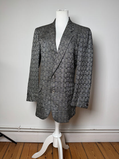 Vintage Balenciaga Checked Wool Blazer Grey White