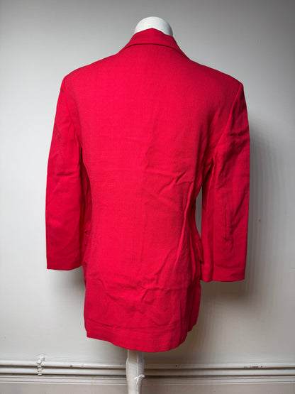 Vintage Balenciaga Silk Blazer / Trench Red L