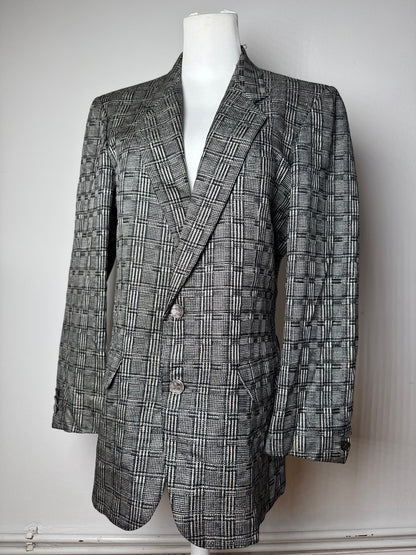 Vintage Balenciaga Checked Wool Blazer Grey White